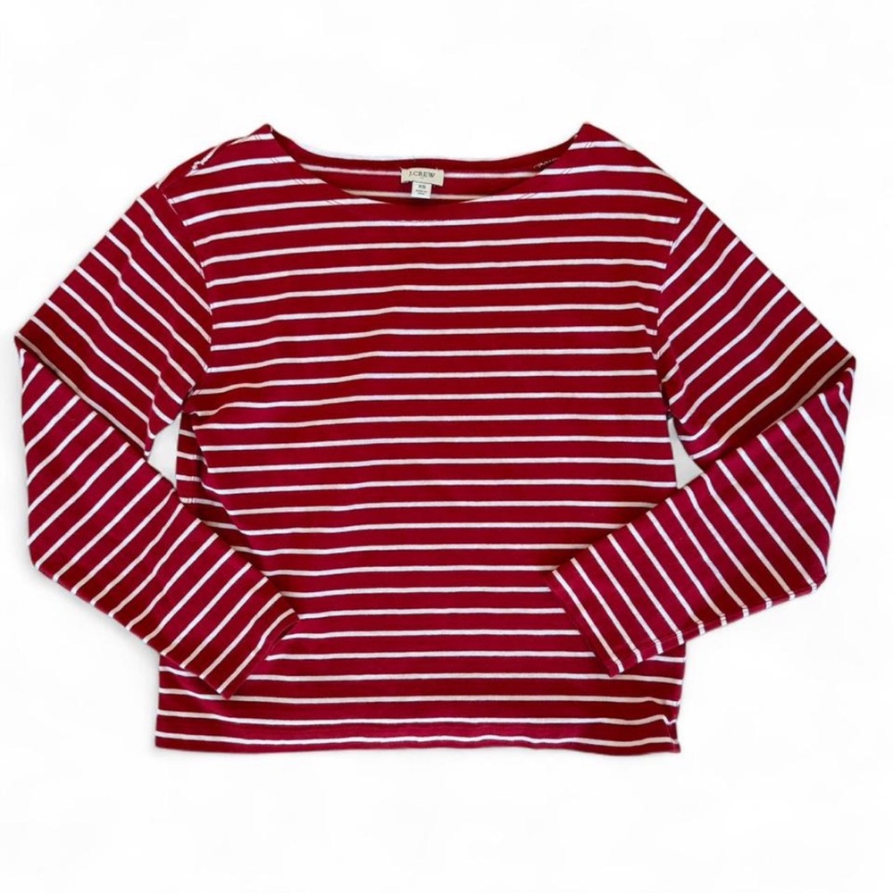 100% Cotton J. Crew Red and White Striped Top